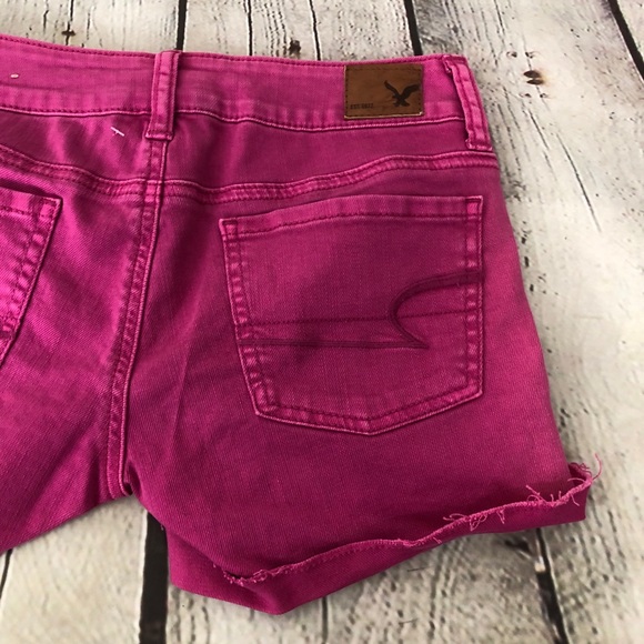 American Eagle Hot Pink Denim Jean Shorts Size 00 - Picture 6 of 10